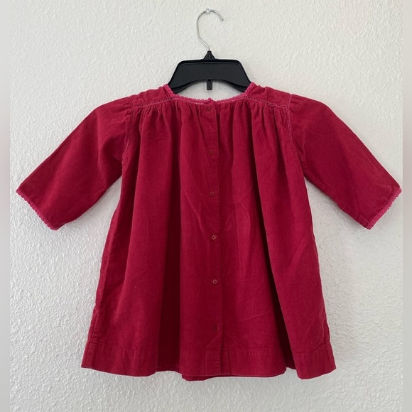 Caramel Red/Pink Long Sleeve corduroy Baby girl Dress - Picture 5 of 6